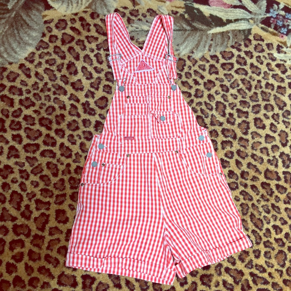 Vintage Red Gingham Overalls